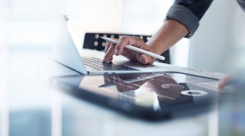 Person with tablet computer