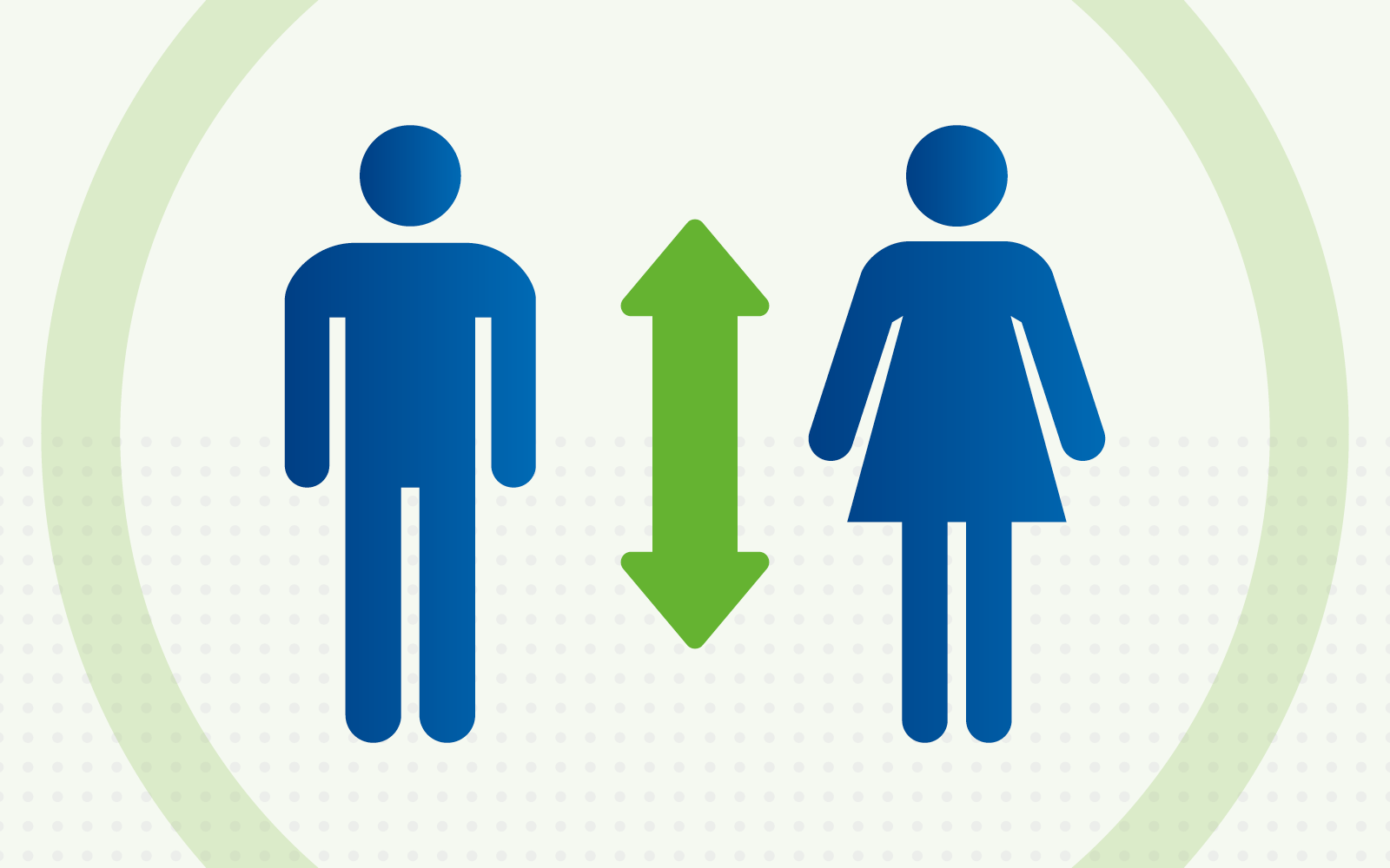 Animation of a male and female with a double sided arrow in between them