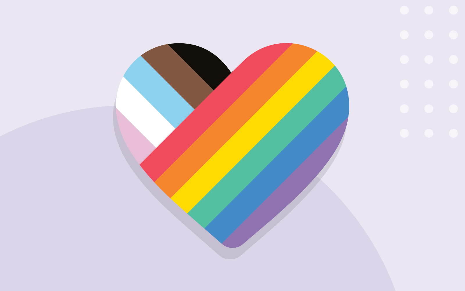 The LGBTQ+ flag in the shape of a heart